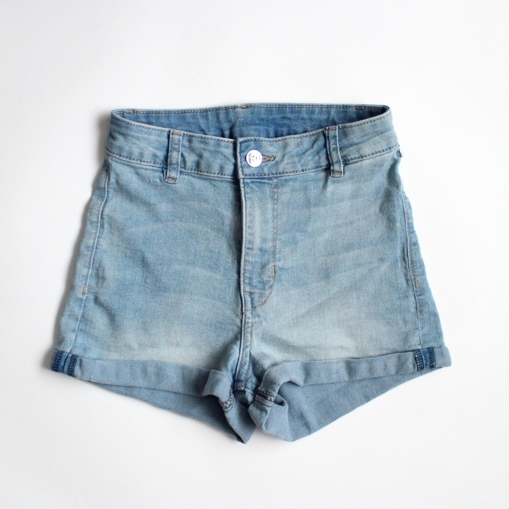 H&M High-Rise Light Wash Denim Shorts